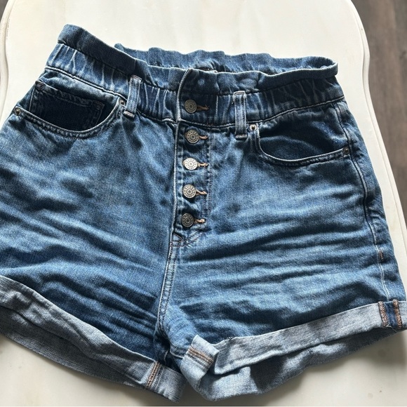 Express Blue Jean Shorts High-Waisted Vintage-Inspired - Picture 1 of 4